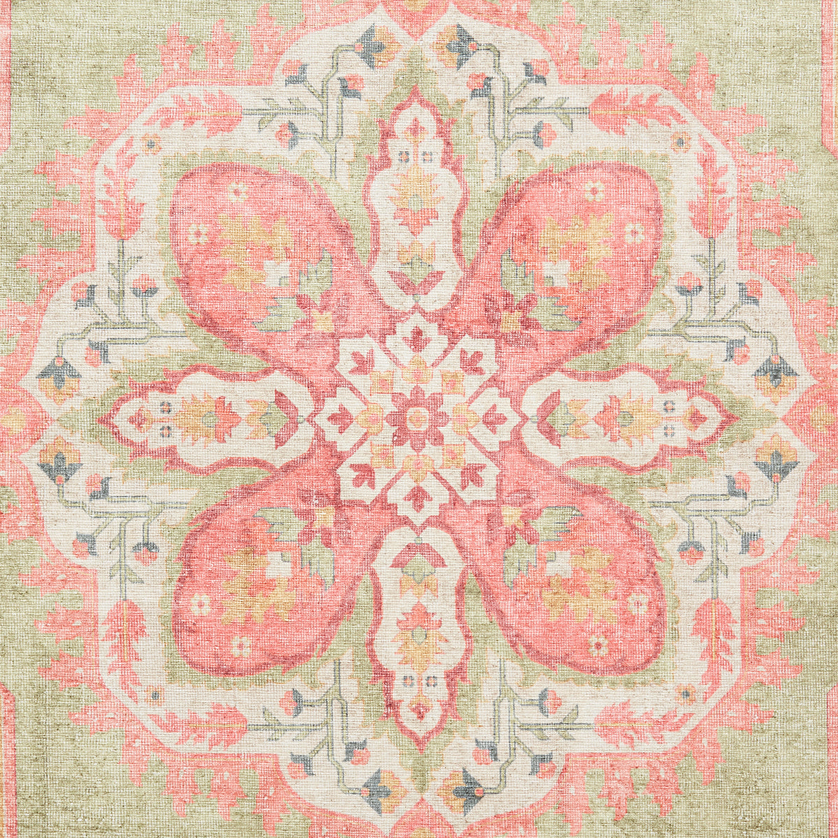 Madison Washable Vintage Inspired Rug Green Pink from Roseland Furniture