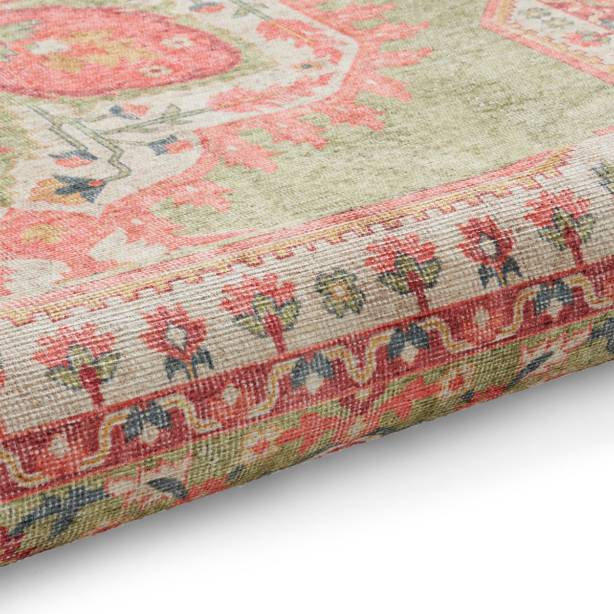 Madison Washable Vintage Inspired Rug Green Pink from Roseland Furniture