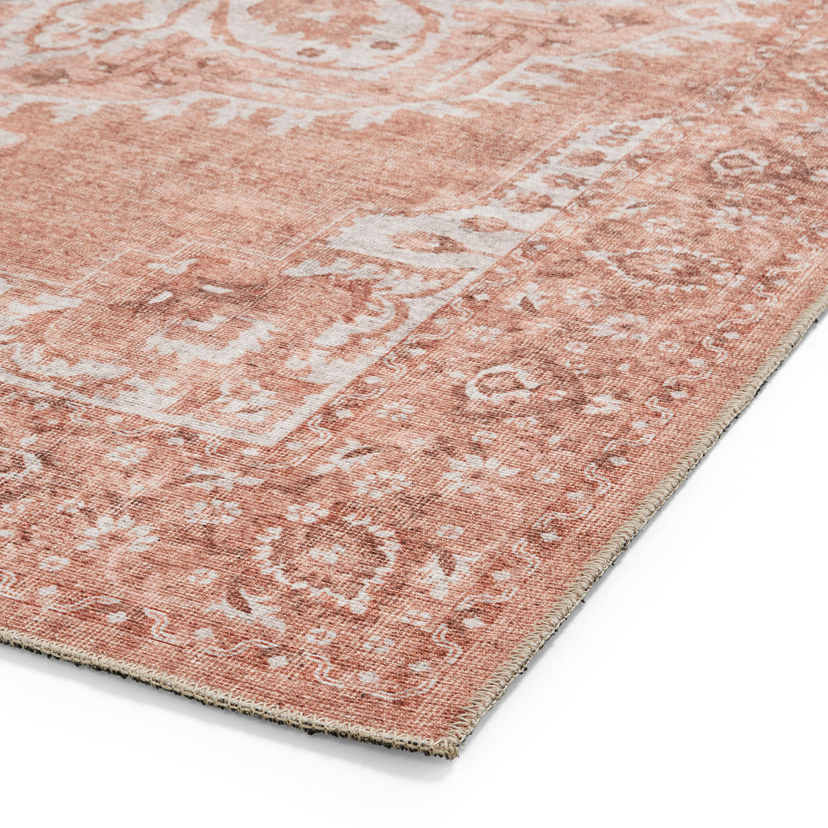 Madison Washable Vintage Inspired Rug Terracotta from Roseland Furniture