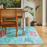 Clarke Clarke Fiore Rose Teal Washable Rug from Roseland Furniture