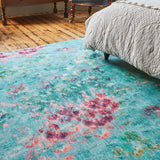 Clarke Clarke Fiore Rose Teal Washable Rug from Roseland Furniture
