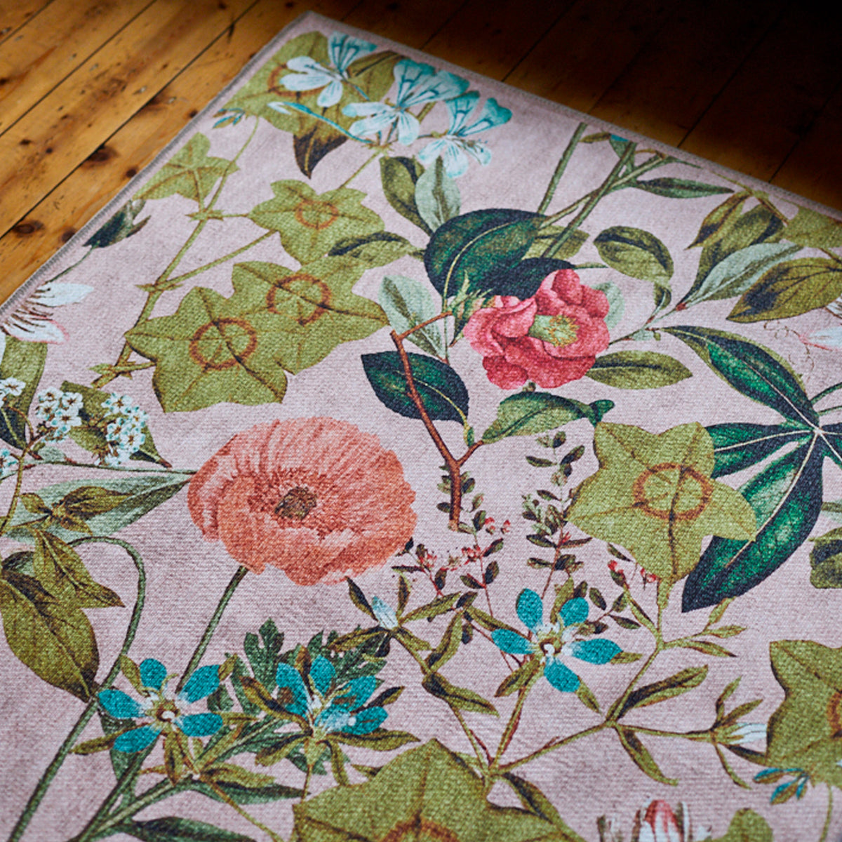 Clarke Clarke Passiflora Blush Washable Rug from Roseland Furniture