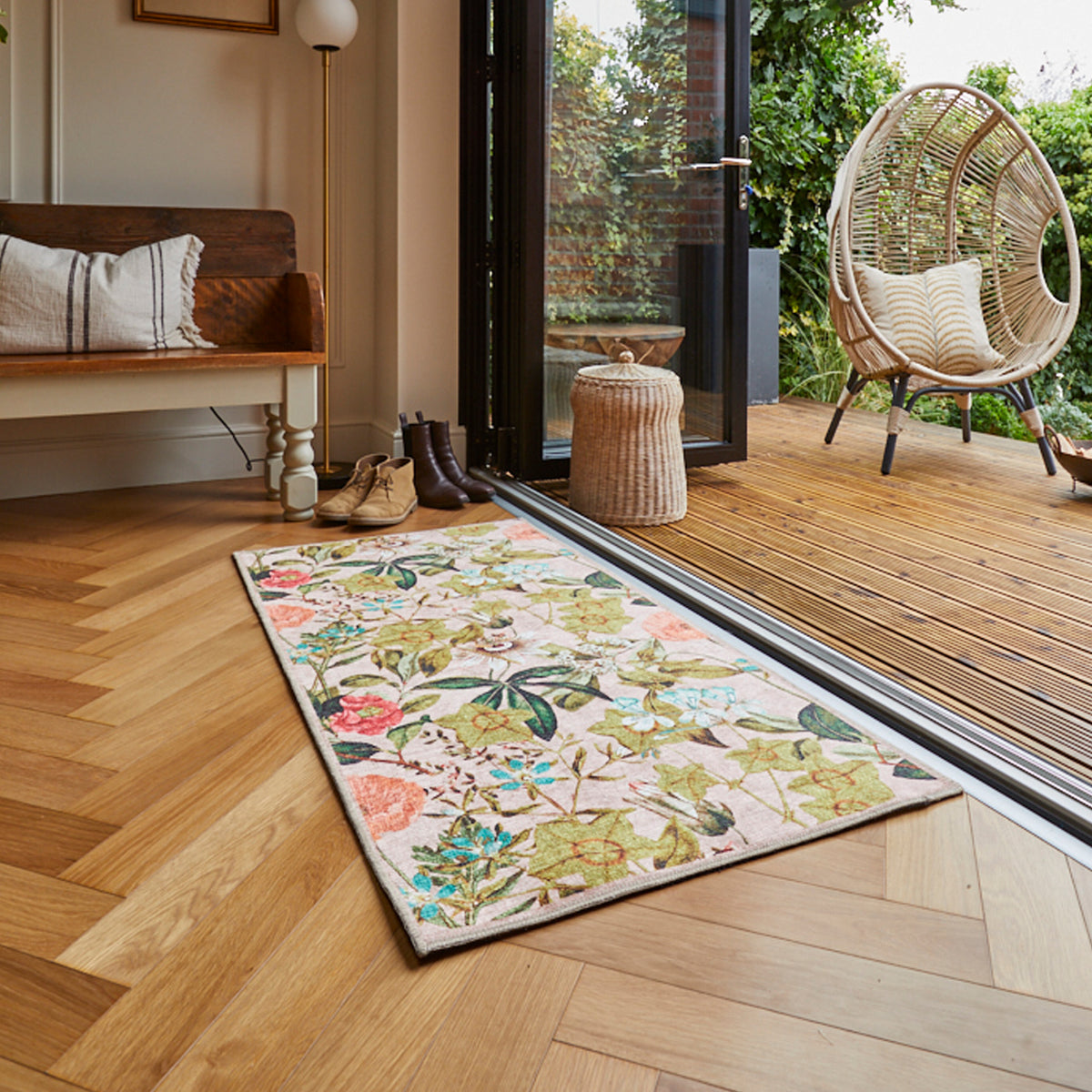 Clarke Clarke Passiflora Blush Washable Rug from Roseland Furniture