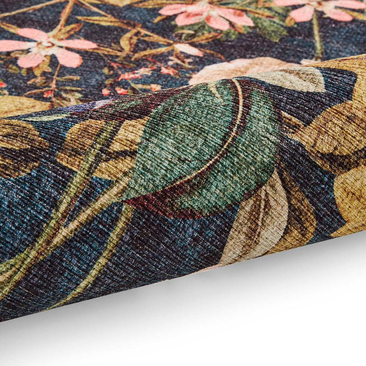 Clarke Clarke Passiflora Forest Washable Rug from Roseland Furniture