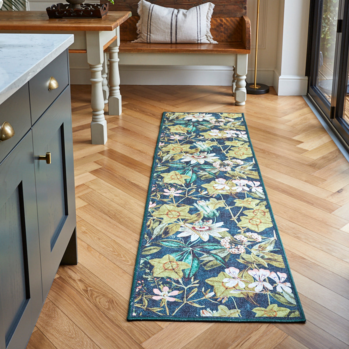 Clarke Clarke Passiflora Forest Washable Rug from Roseland Furniture