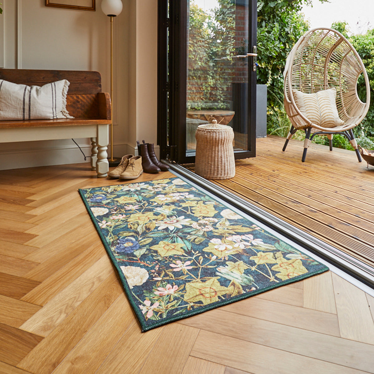 Clarke Clarke Passiflora Forest Washable Rug from Roseland Furniture