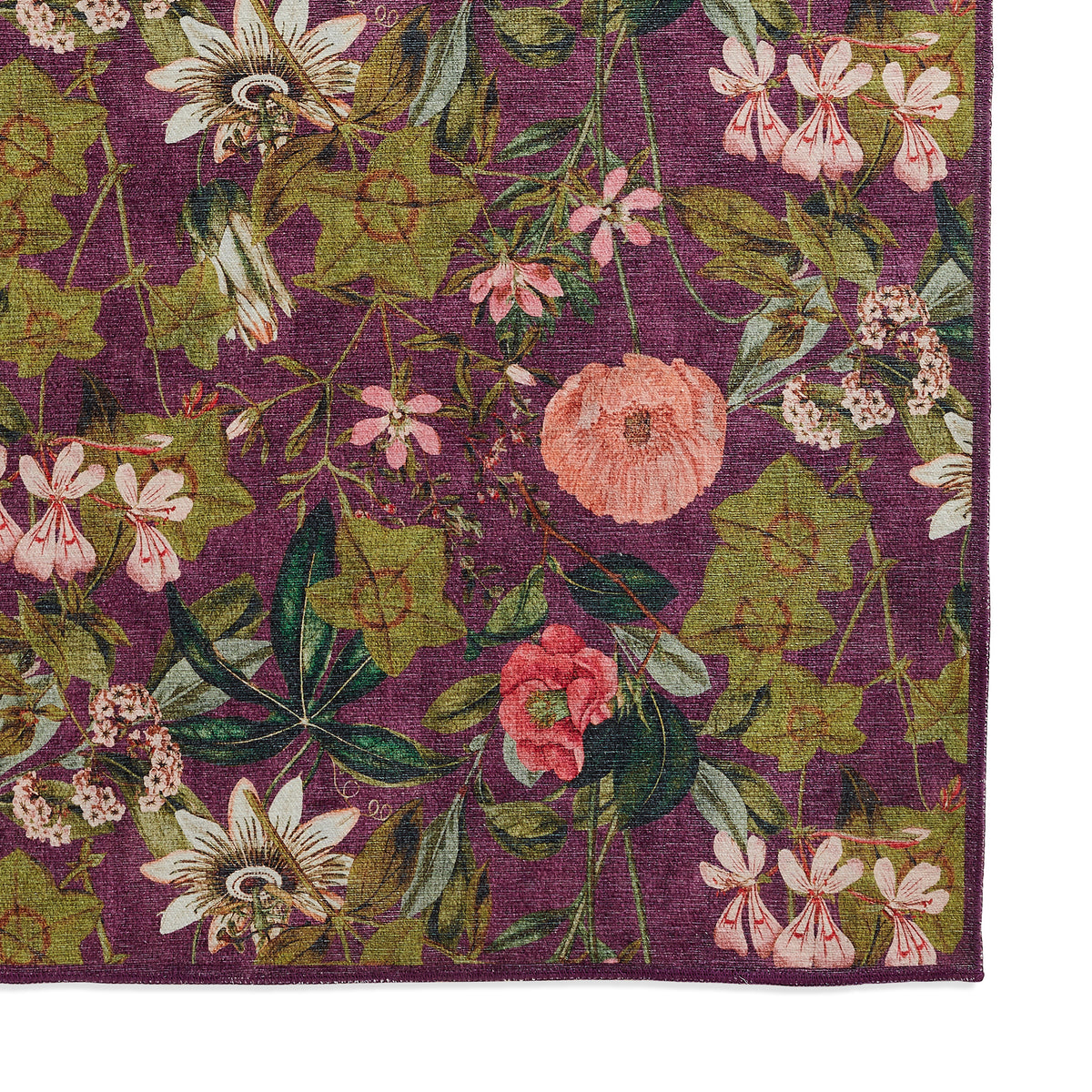 Clarke Clarke Passiflora Mulberry Washable Rug from Roseland Furniture