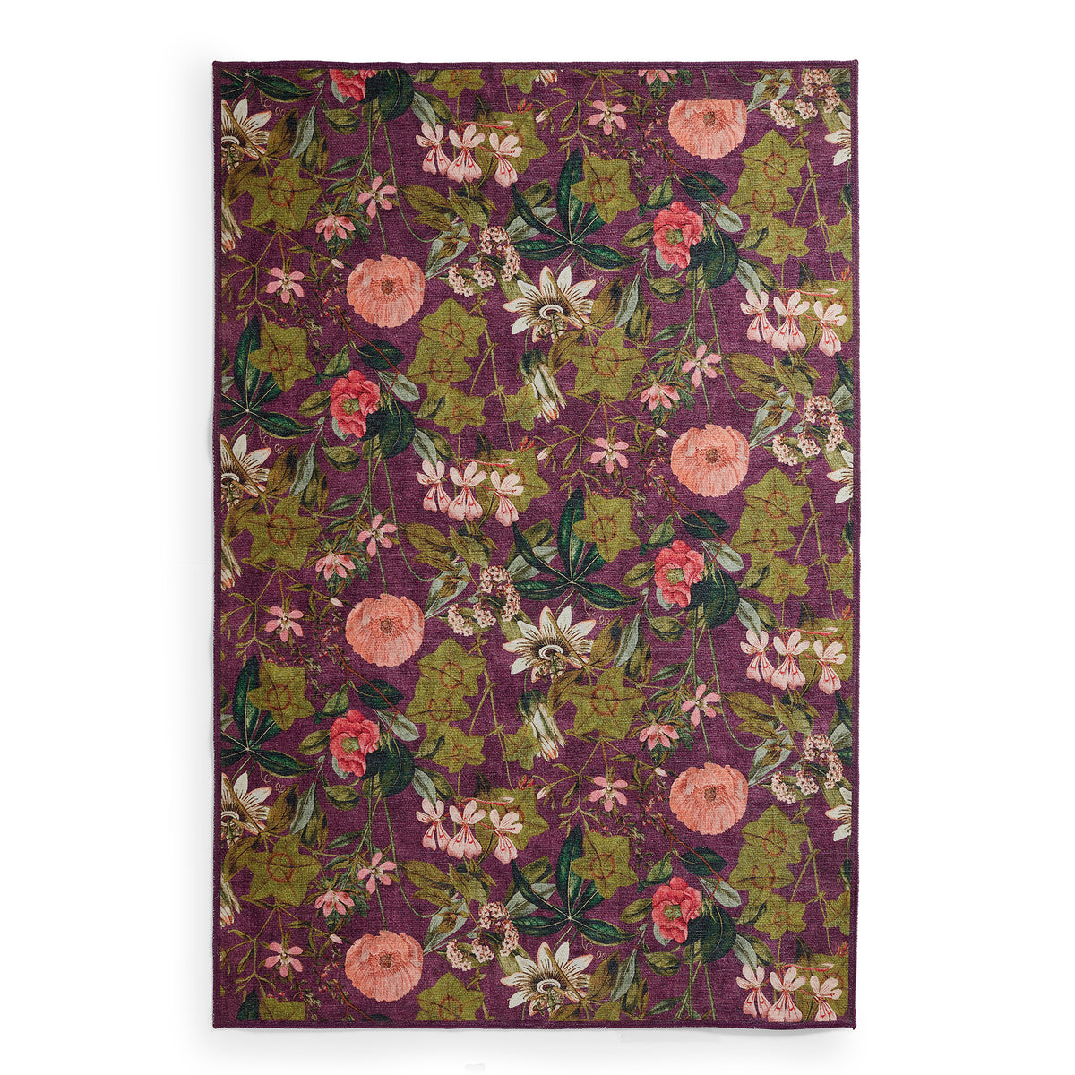 Clarke Clarke Passiflora Mulberry Washable Rug from Roseland Furniture