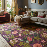 Clarke Clarke Passiflora Mulberry Washable Rug from Roseland Furniture