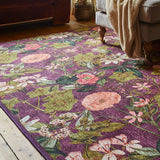 Clarke Clarke Passiflora Mulberry Washable Rug from Roseland Furniture