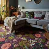 Clarke Clarke Passiflora Mulberry Washable Rug from Roseland Furniture