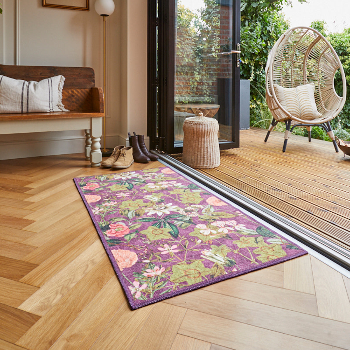 Clarke Clarke Passiflora Mulberry Washable Rug from Roseland Furniture