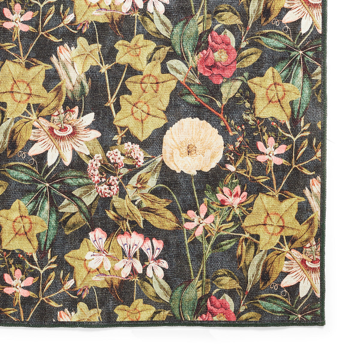 Clarke Clarke Passiflora Noir Washable Rug from Roseland Furniture