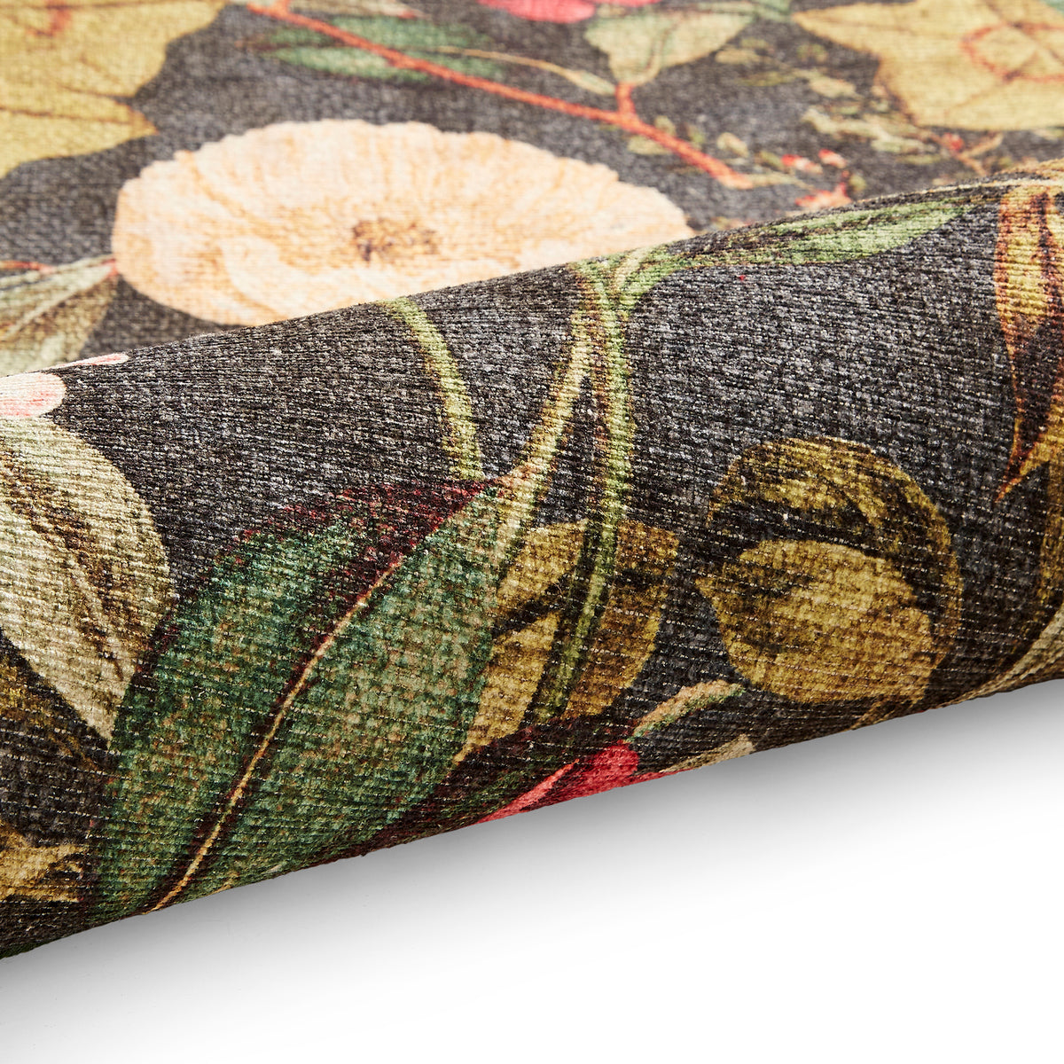 Clarke Clarke Passiflora Noir Washable Rug from Roseland Furniture