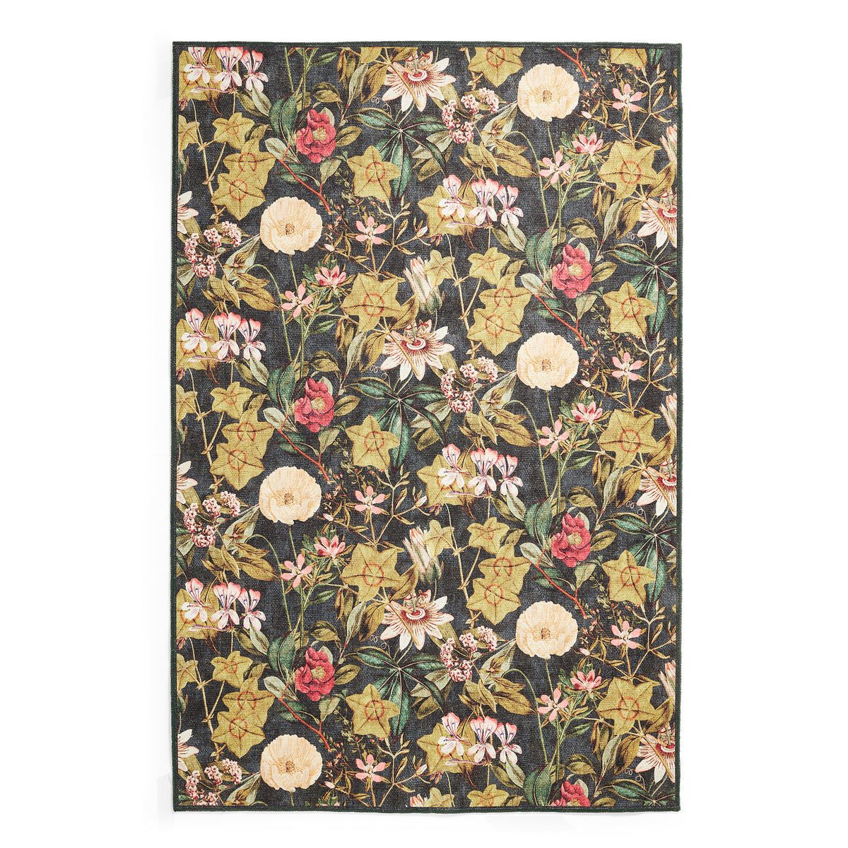 Clarke Clarke Passiflora Noir Washable Rug from Roseland Furniture