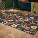 Clarke Clarke Passiflora Noir Washable Rug from Roseland Furniture