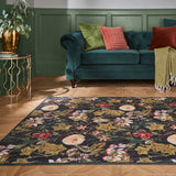 Clarke Clarke Passiflora Noir Washable Rug from Roseland Furniture