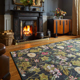 Clarke Clarke Passiflora Noir Washable Rug from Roseland Furniture