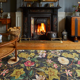 Clarke Clarke Passiflora Noir Washable Rug from Roseland Furniture