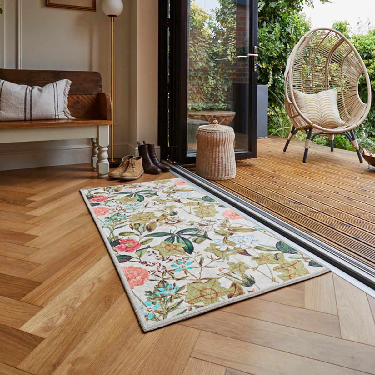 Clarke Clarke Passiflora Cream Washable Rug from Roseland Furniture