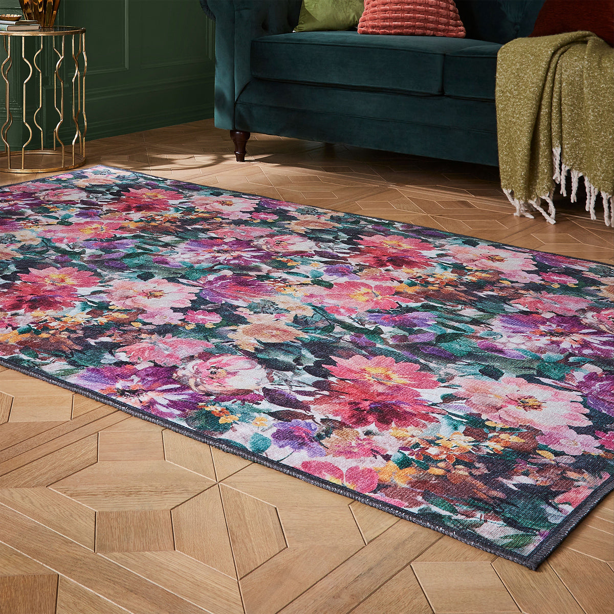 Clarke Clarke Tahiti Fuchsia Washable Rug from Roseland Furniture