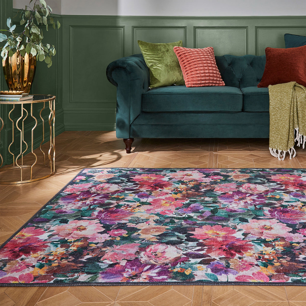 Clarke Clarke Tahiti Fuchsia Washable Rug from Roseland Furniture