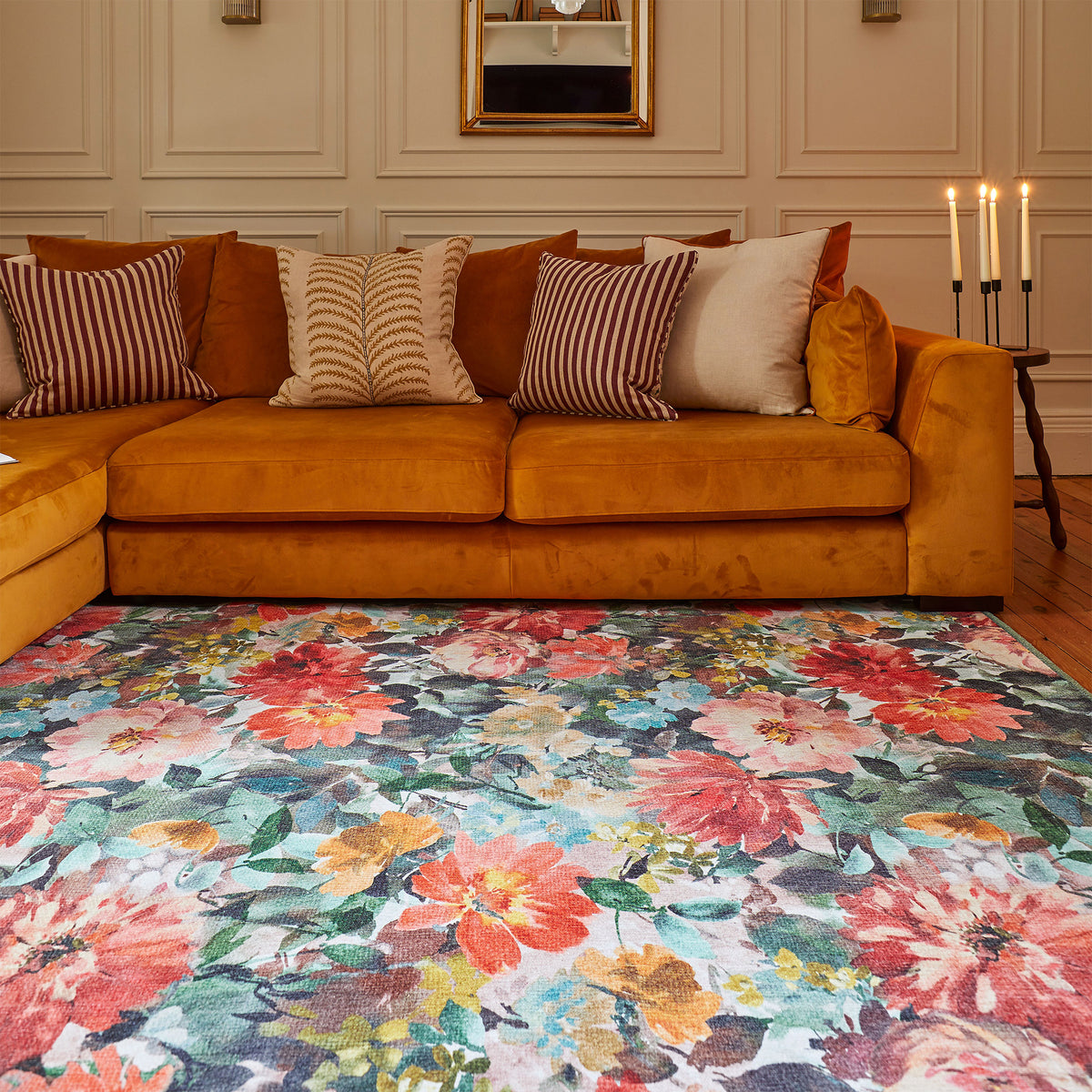 Clarke Clarke Tahiti Teal Rouge Washable Rug from Roseland Furniture