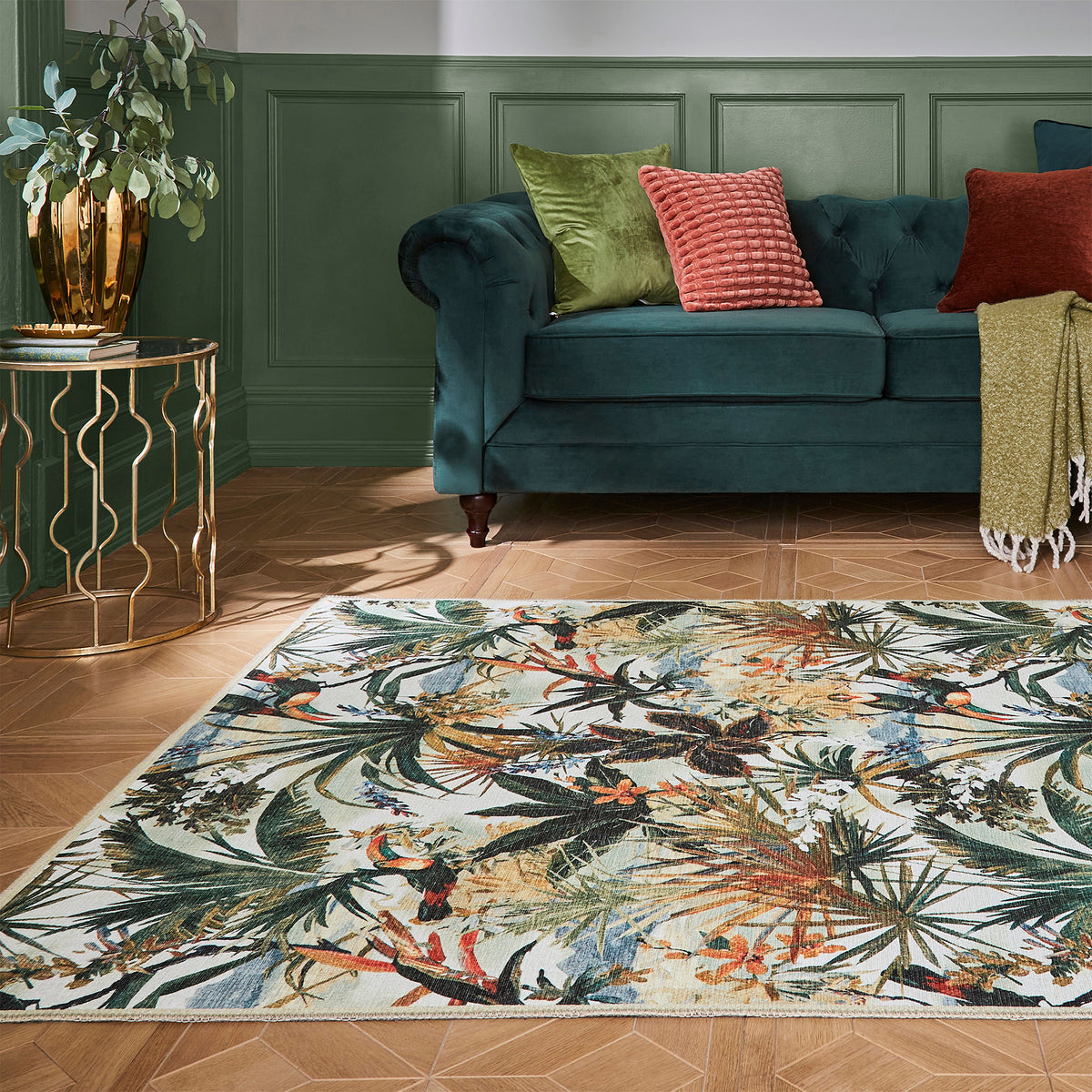 Clarke Clarke Toucan Antique Washable Rug from Roseland Furniture