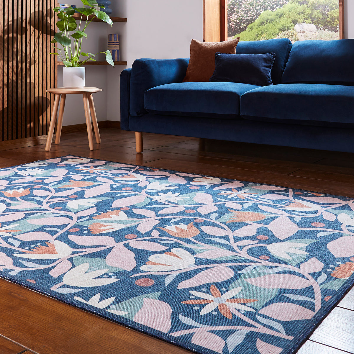 Scion Dancing Daisies Ink Blush Rug from Roseland Furniture