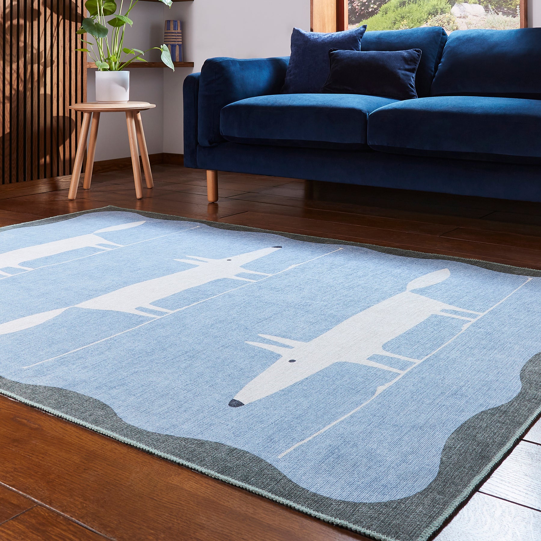 Scion Mr Fox Blue White Rug from Roseland Furniture