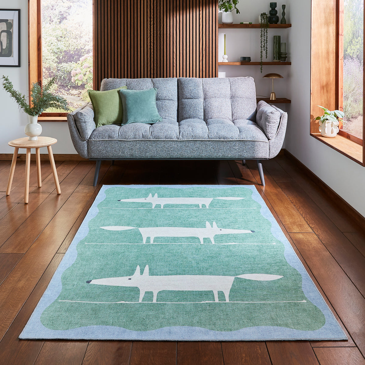 Scion Mr Fox Green White Rug from Roseland Furniture
