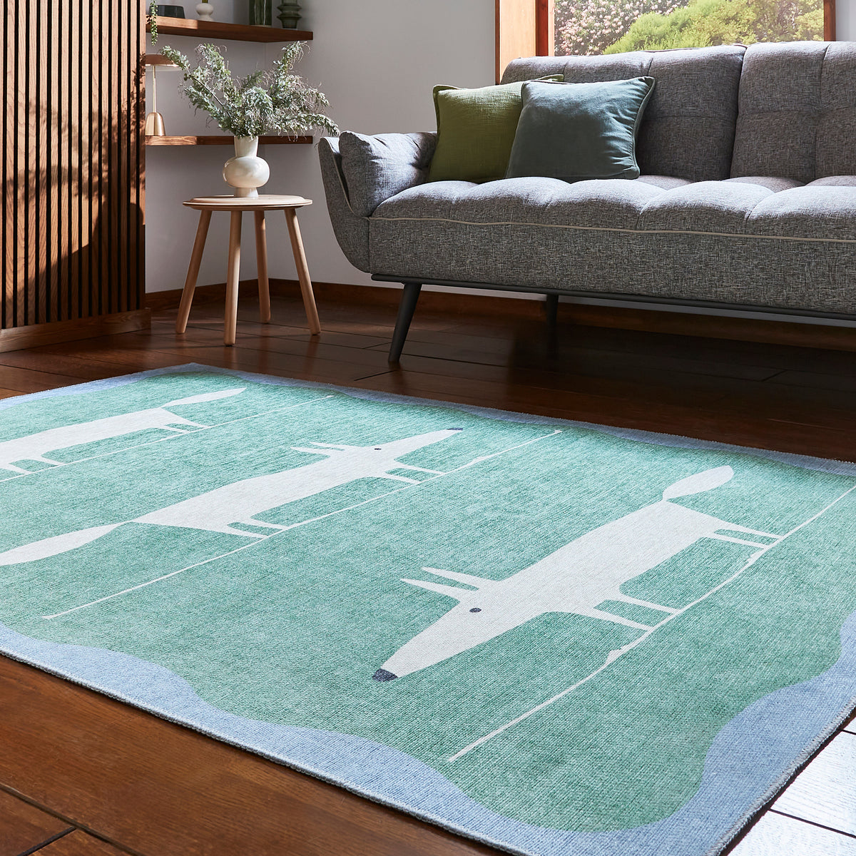 Scion Mr Fox Green White Rug from Roseland Furniture