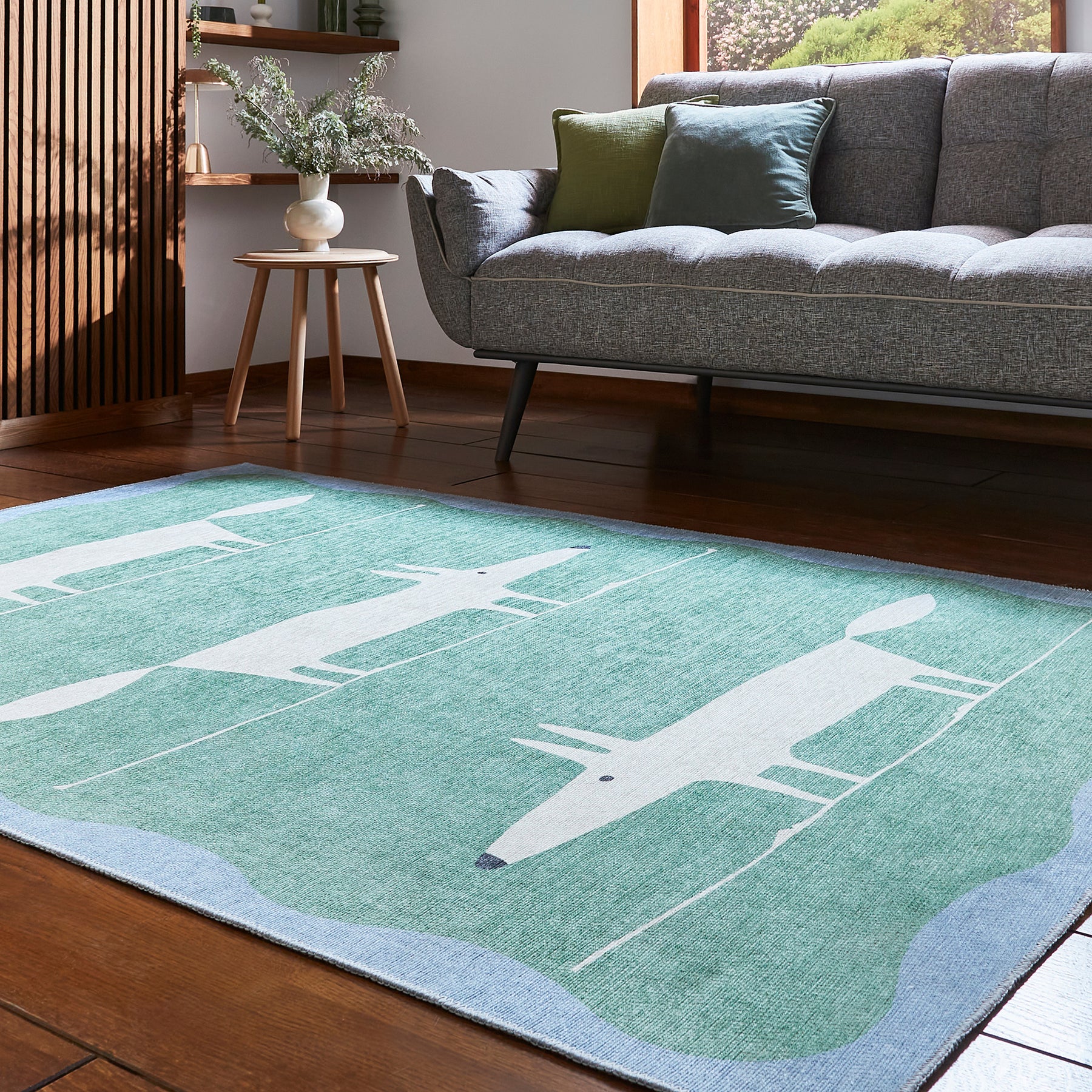 Scion Mr Fox Green White Rug from Roseland Furniture