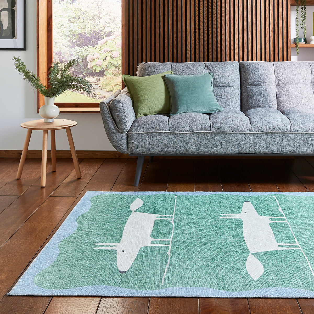 Scion Mr Fox Green White Rug from Roseland Furniture