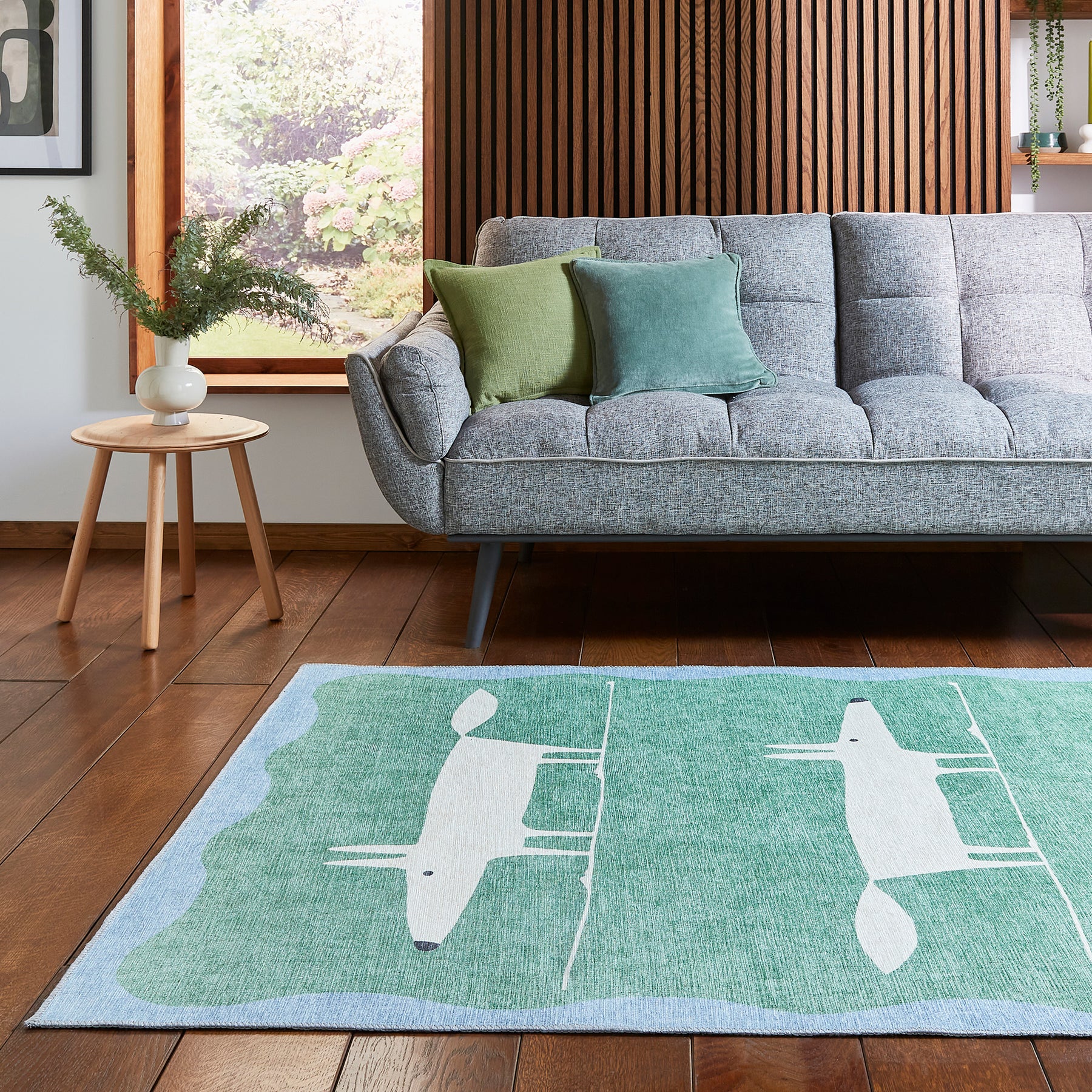 Scion Mr Fox Green White Rug from Roseland Furniture