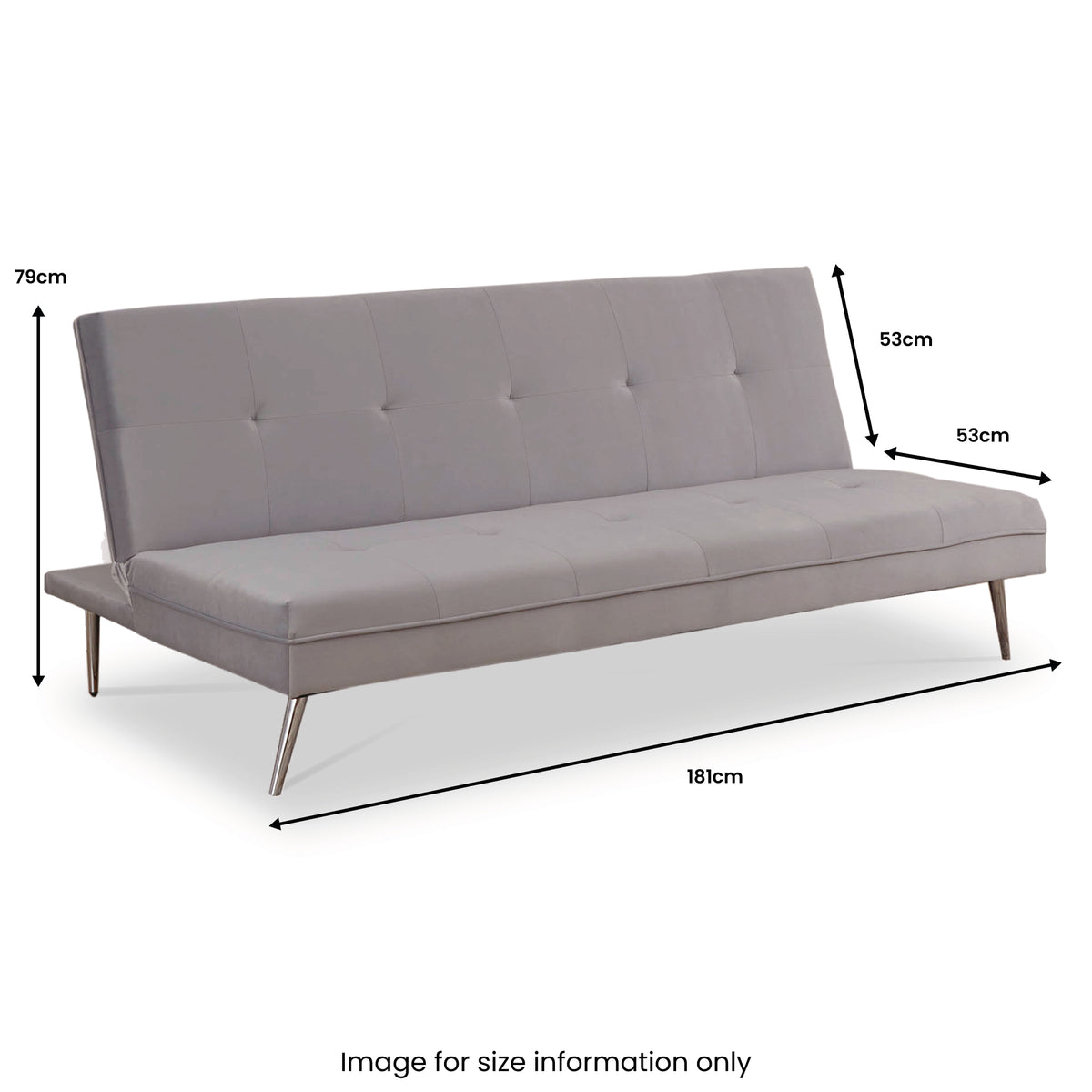 Sadie Click Clack Sofa Bed in Grey Dimensions by Roseland Furniture