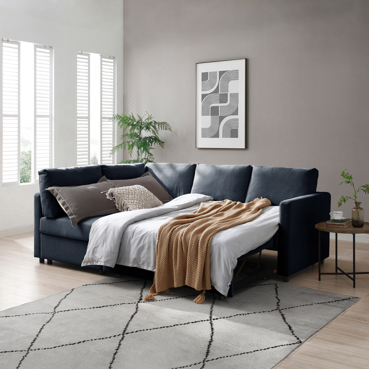 Staunton Corner Sofabed Navy from Roseland Furniture