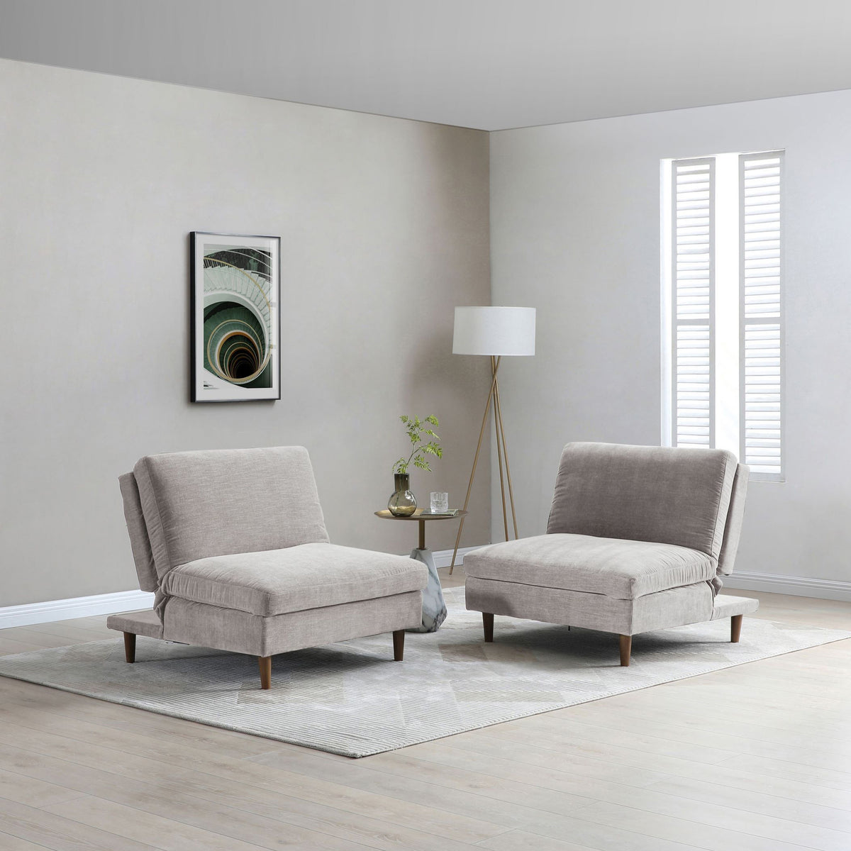 Carrington Chenille Click Clack Lounge Chair Natural from Roseland Furniture