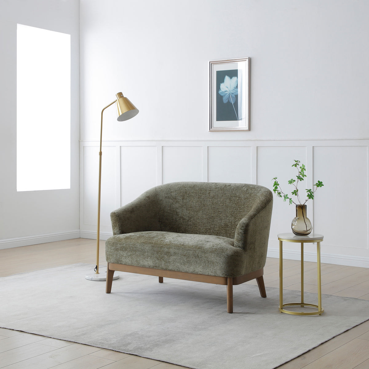 Lucinda Chenille 2 Seater Sofa Olive from Roseland Furniture