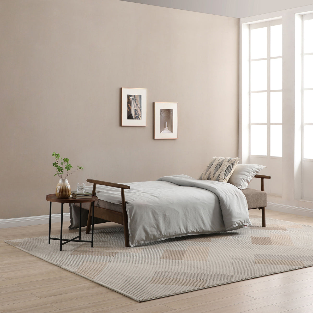 Frazier Button Back Sofa Bed Taupe from Roseland Furniture