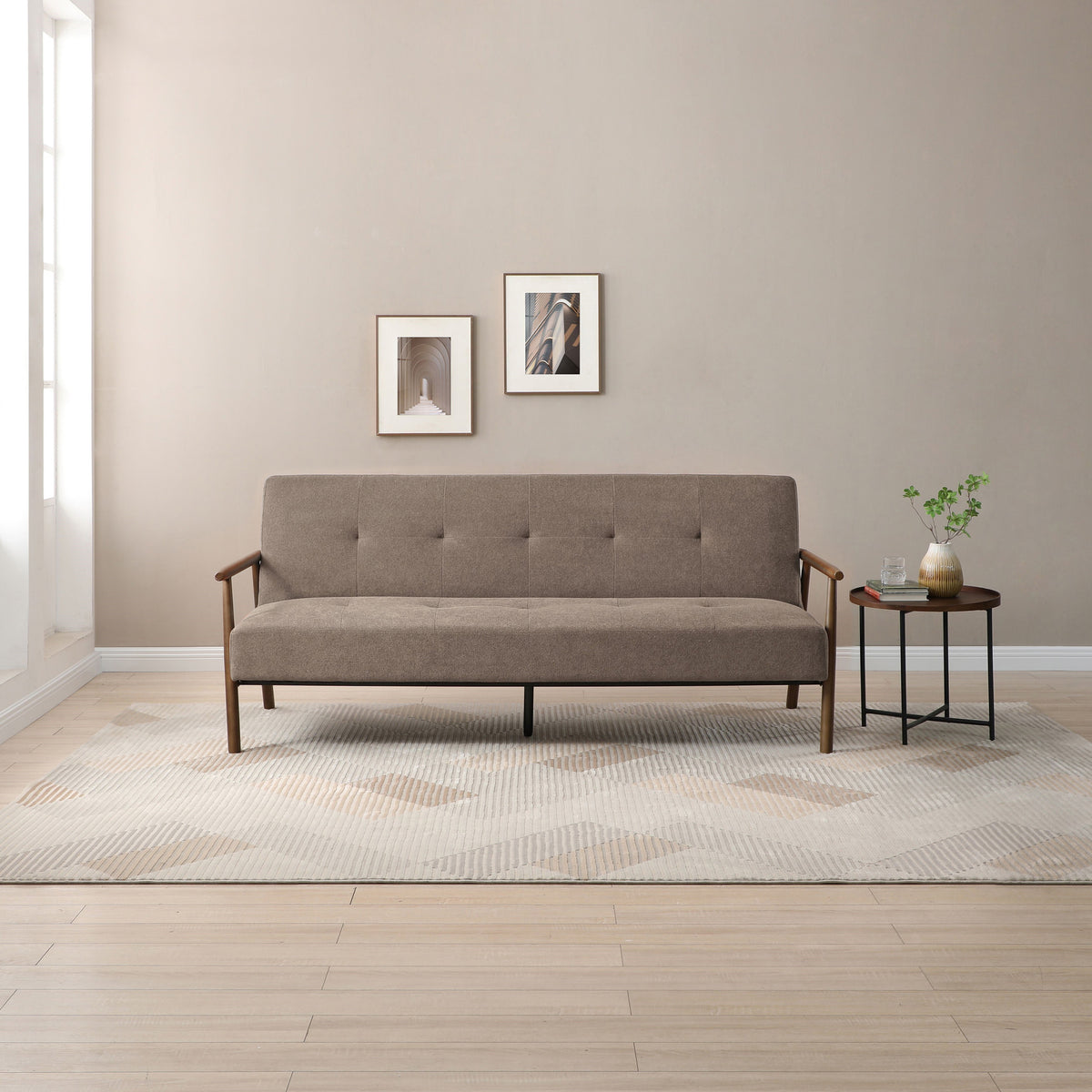 Frazier Button Back Sofa Bed Taupe from Roseland Furniture