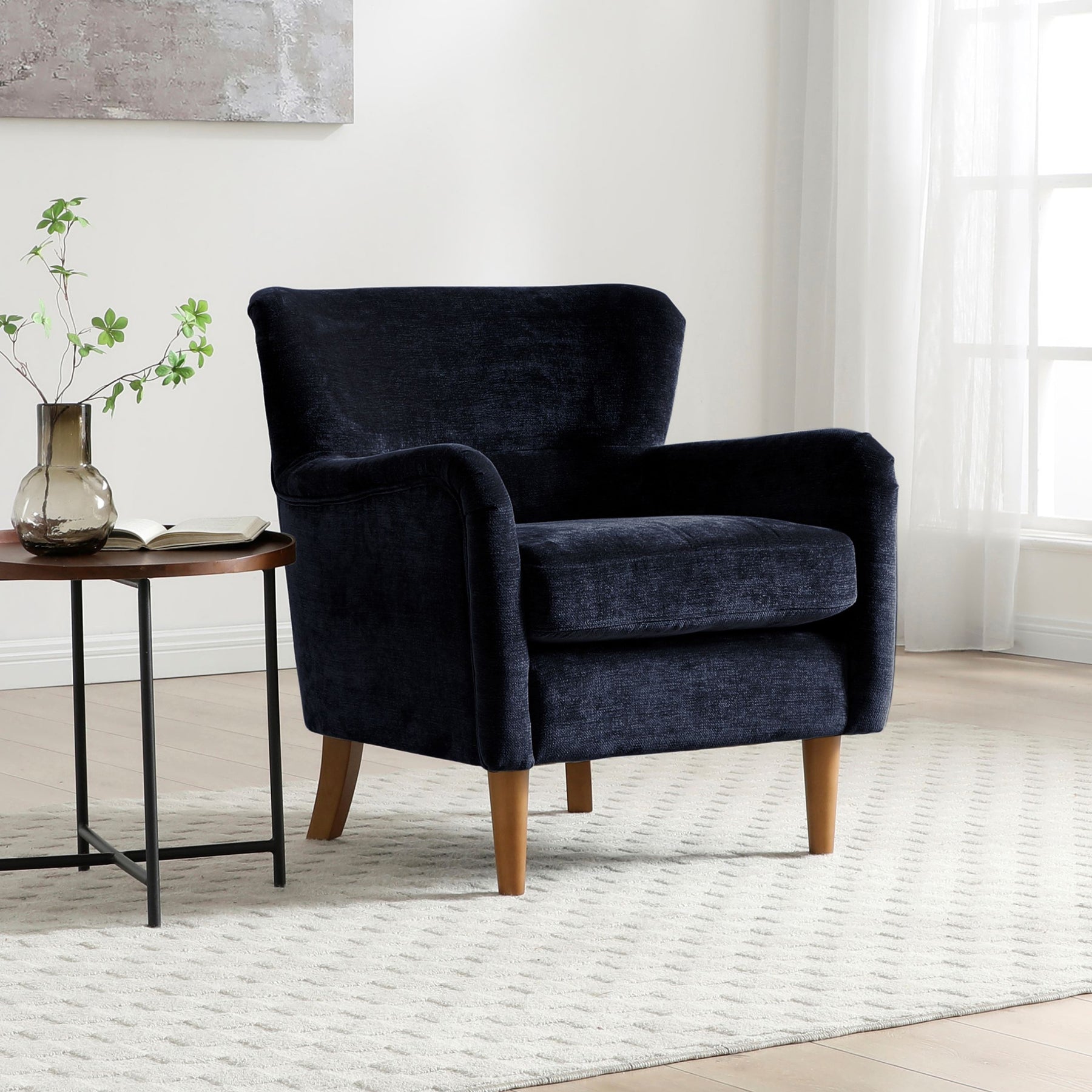 Arkwright Wingback Armchair Navy from Roseland Furniture
