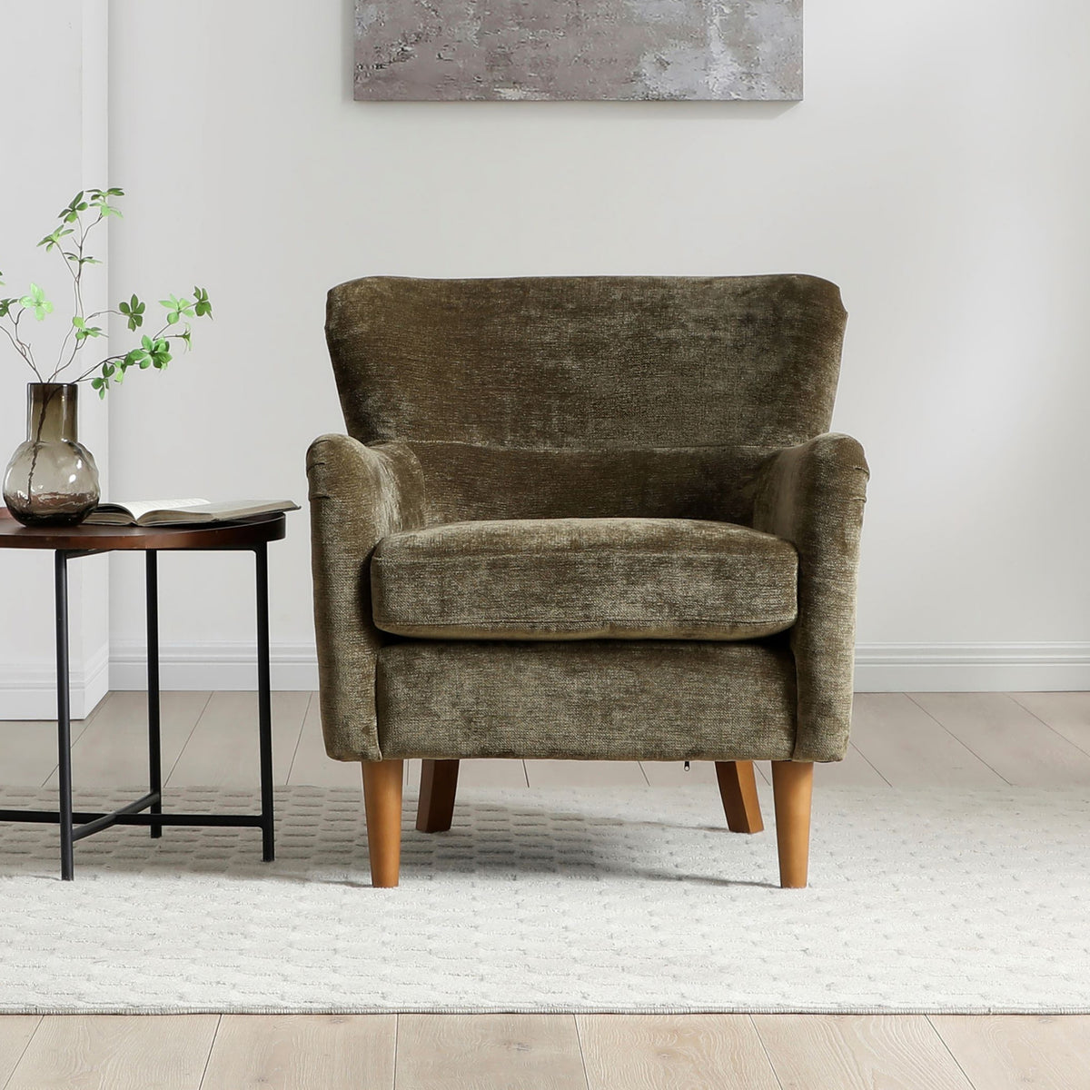 Arkwright Wingback Armchair Olive from Roseland Furniture