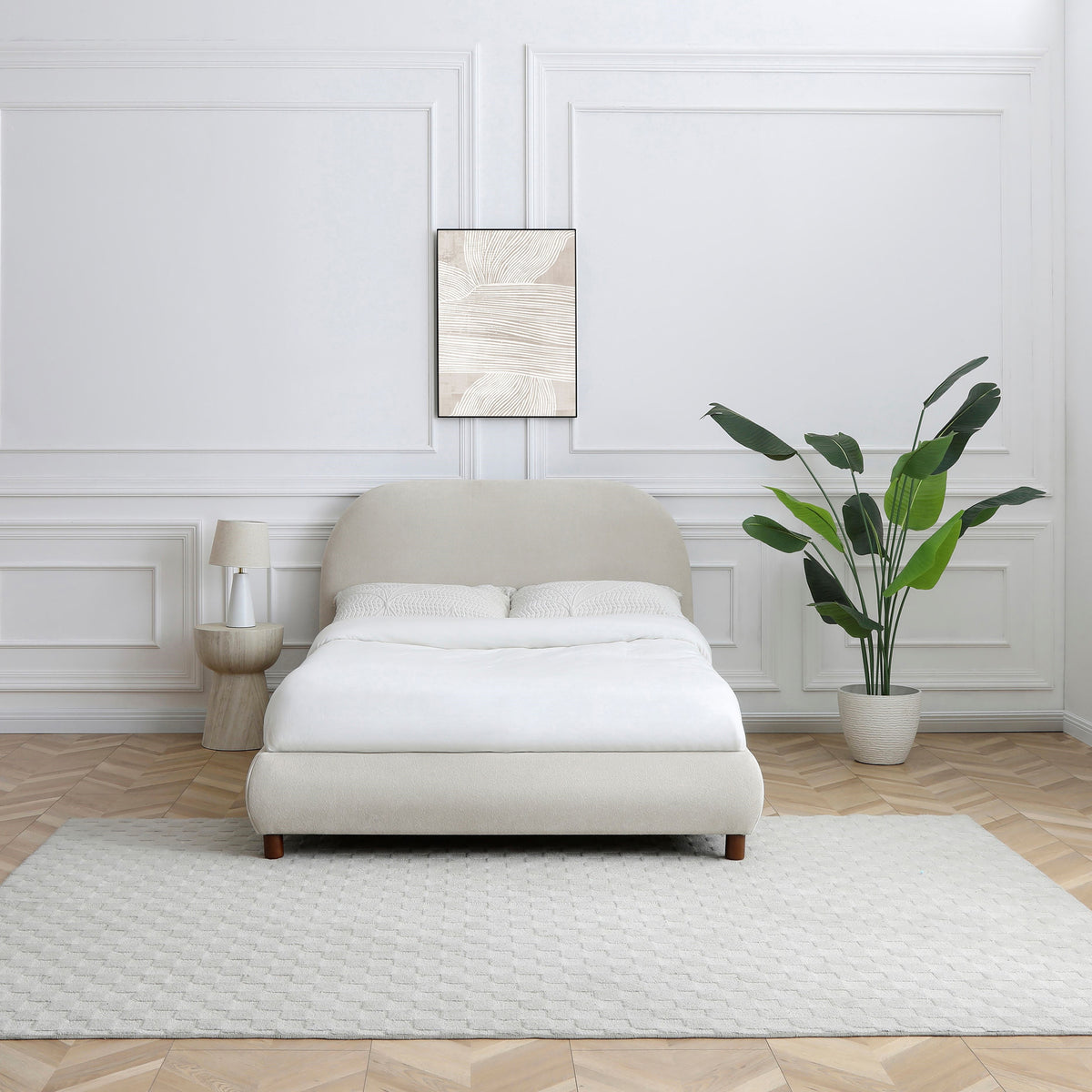 Langford Upholstered Bed Frame Natural Double from Roseland Furniture