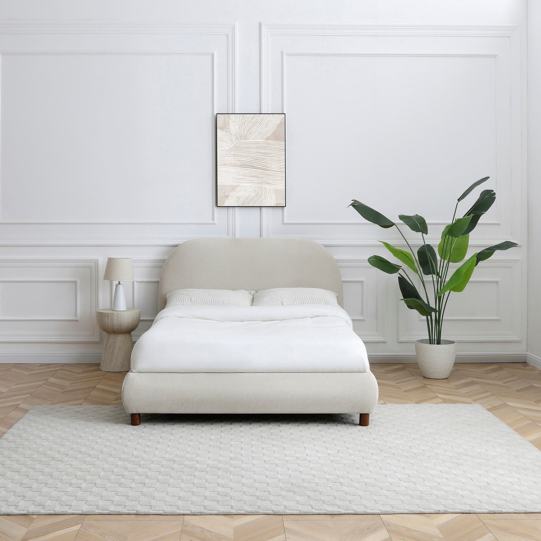 Langford Upholstered Bed Frame Natural Double from Roseland Furniture