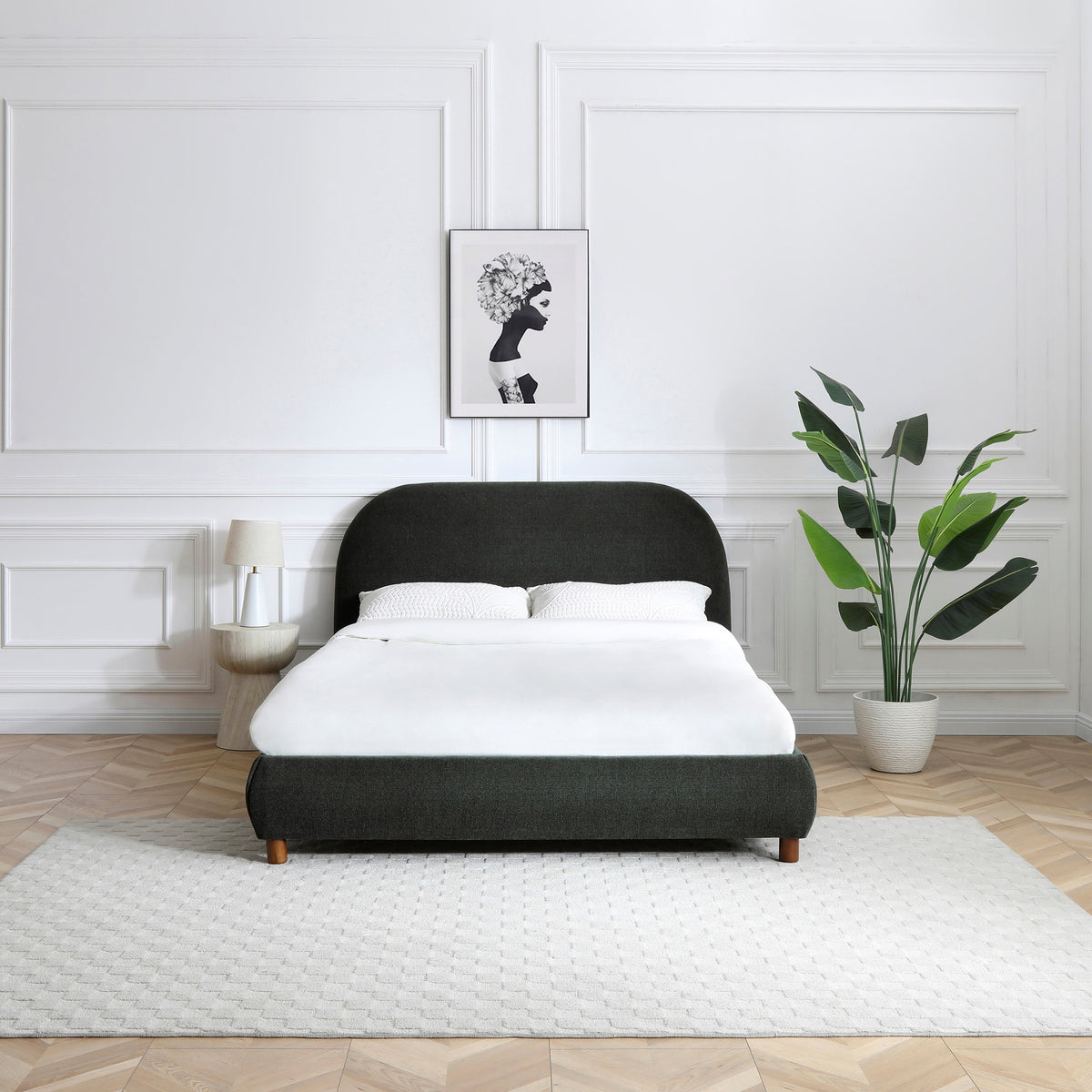 Langford Upholstered Bed Frame Olive King from Roseland Furniture