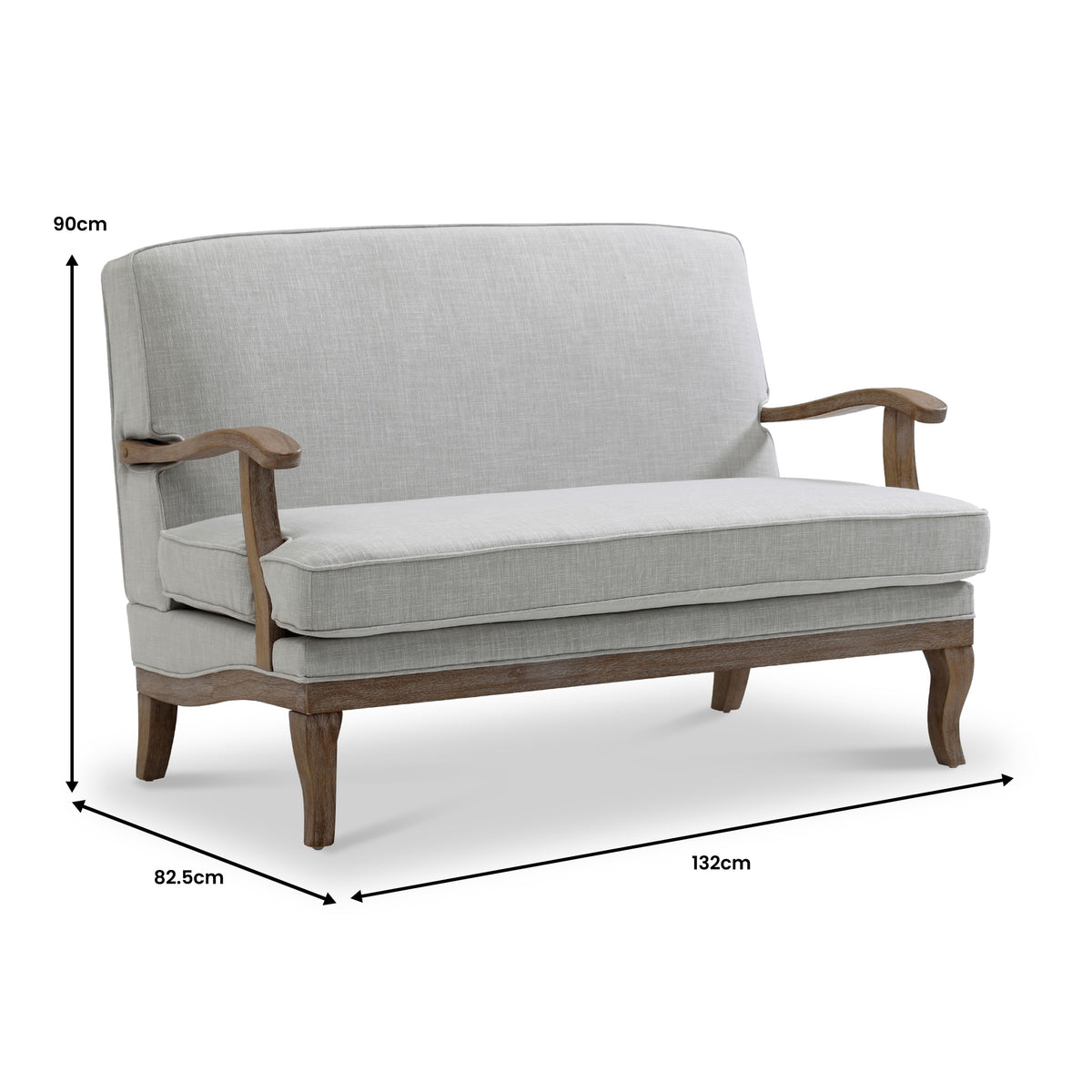 Sandringham Linen 2 Seater Sofa dimensions