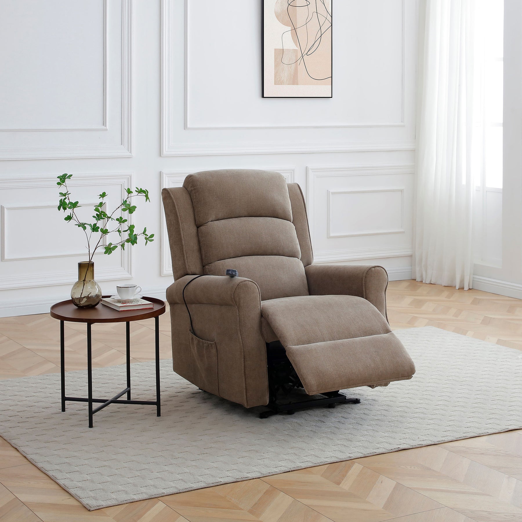 Hendry Twin Motor Power Recliner Armchair Mushroom from Roseland Furniture