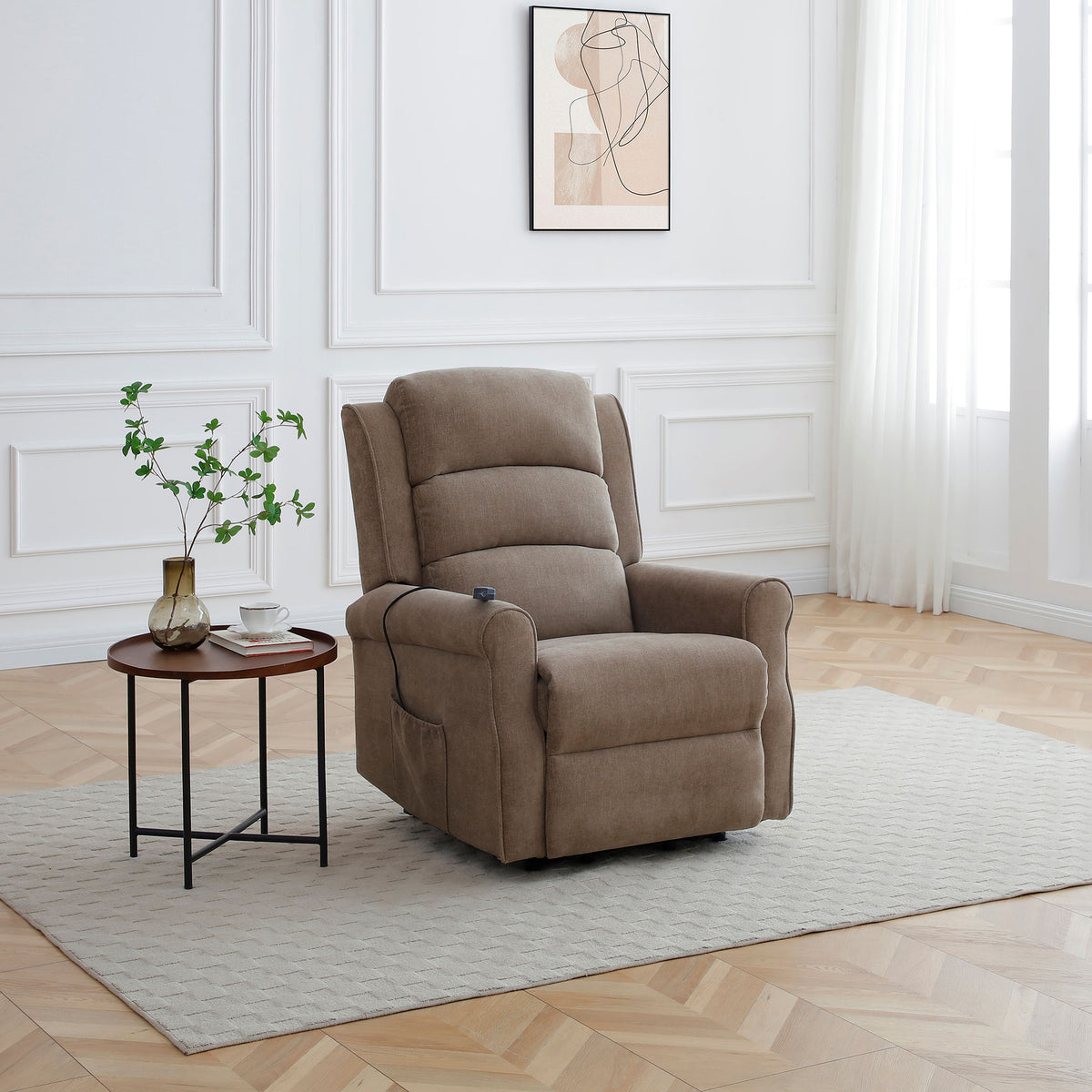 Hendry Twin Motor Power Recliner Armchair Mushroom from Roseland Furniture