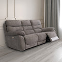Seville Ash Fabric Electric Reclining 3 Seater Couch for living room